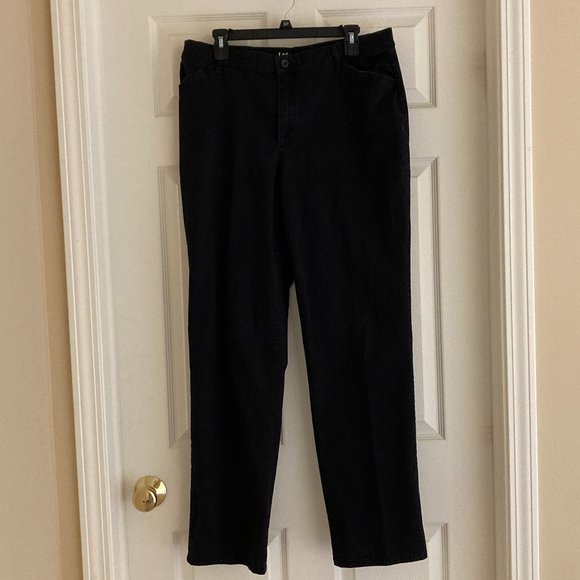 Lee Pants - Lee Women's Black Relaxed Fit "All Day Pant" - 14 Long